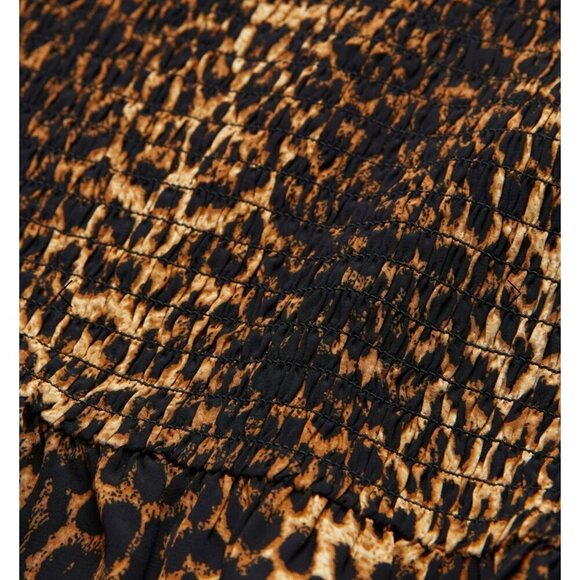 NWT The Kooples Leopard Mini Skirt Stylish with Stretchy‎ Smocking Sz 8 - Picture 8 of 12